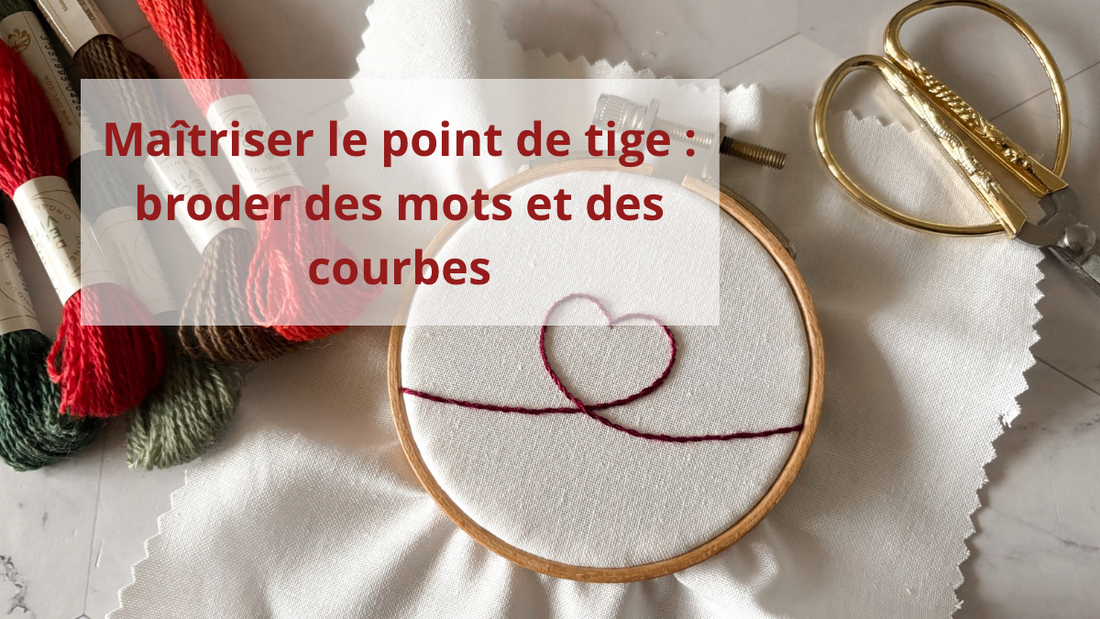Point de tige en broderie pour broder une courbe