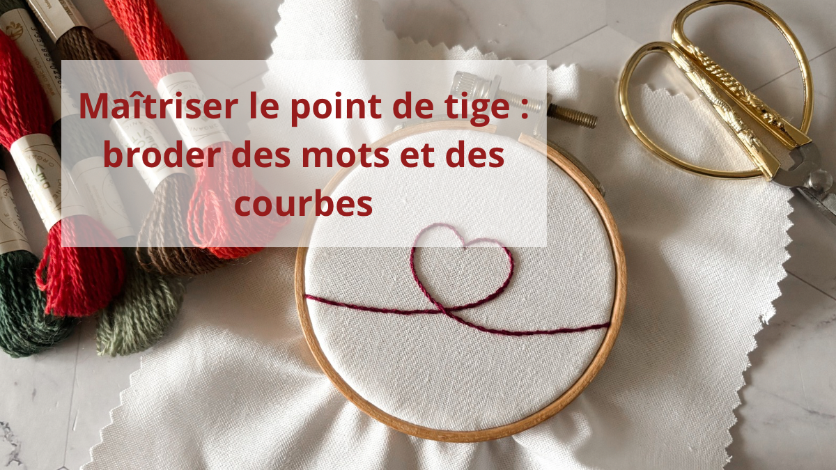 Point de tige en broderie pour broder une courbe