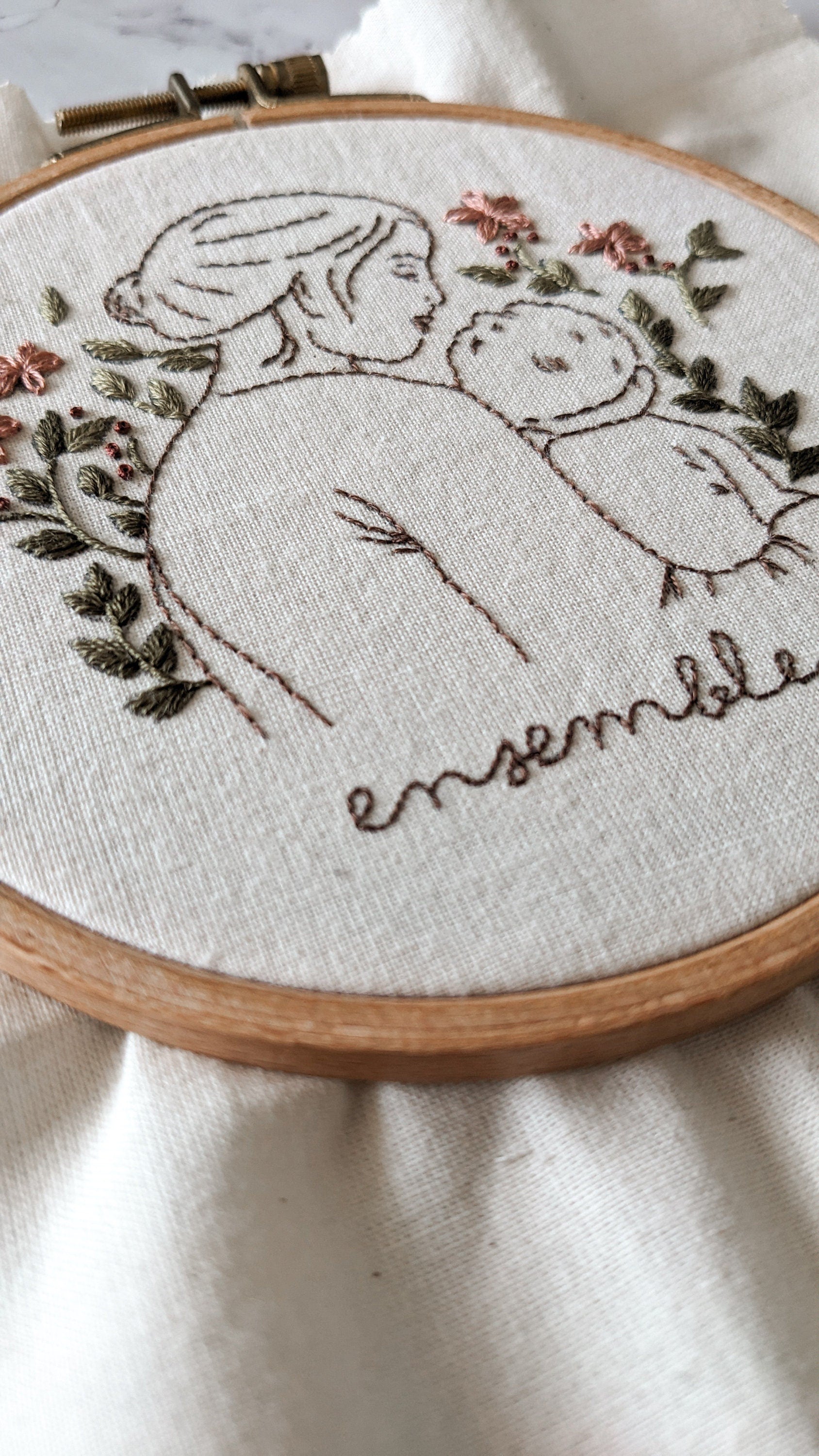 Kit de broderie pour les débutants "Ensemble", décoration chambre bébé, cadeau de naissance pour maman