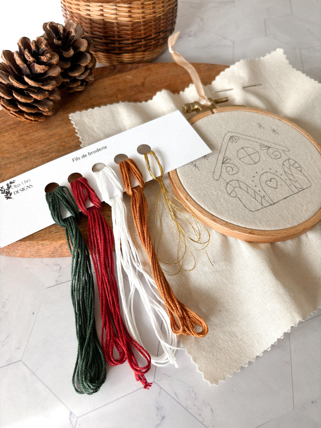 Kit de broderie de Noël, maison en pain d'épice, décoration de Noël