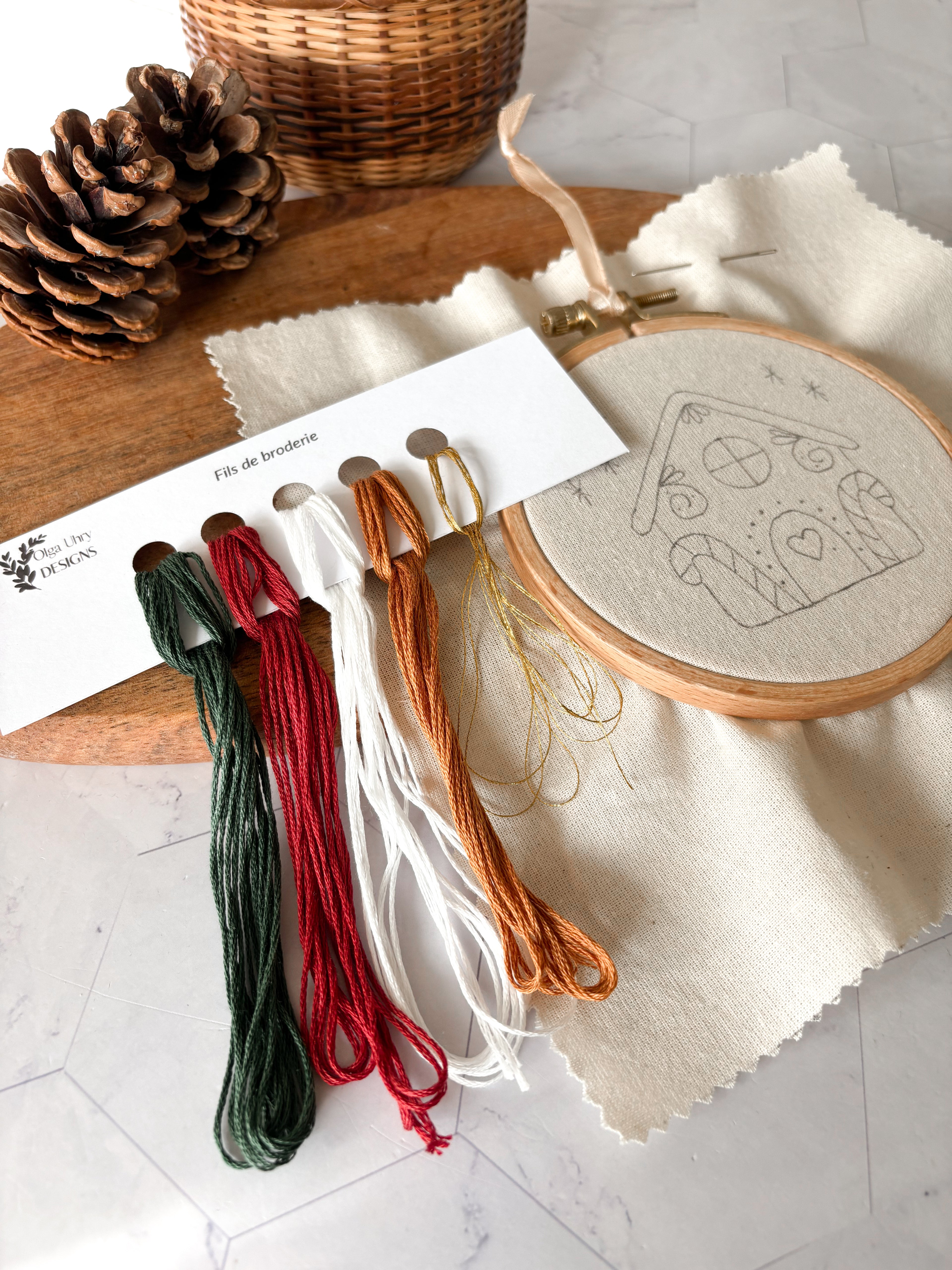 Kit de broderie de Noël, maison en pain d'épice, décoration de Noël