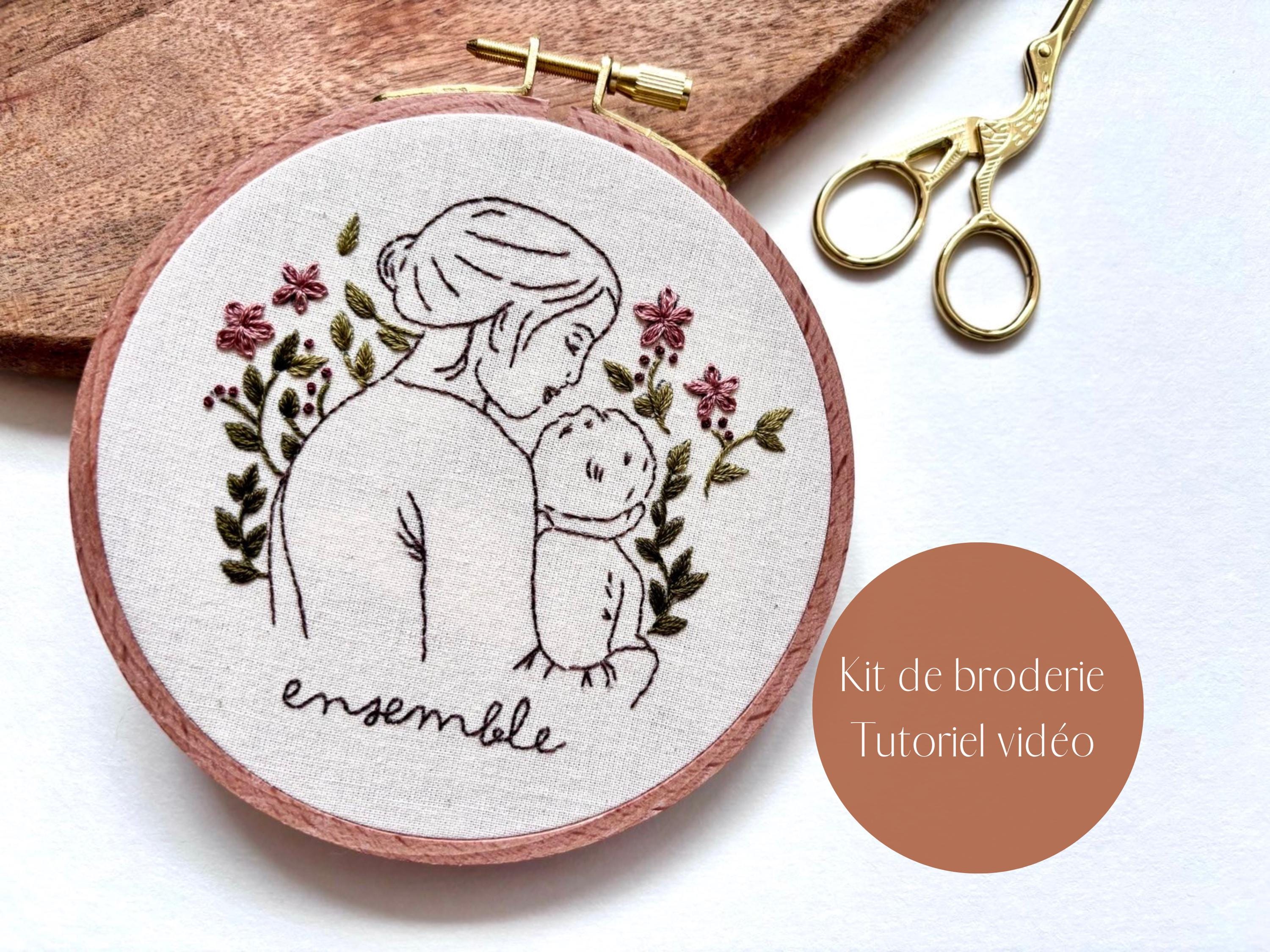 Kit de broderie pour les débutants "Ensemble", décoration chambre bébé, cadeau de naissance pour maman