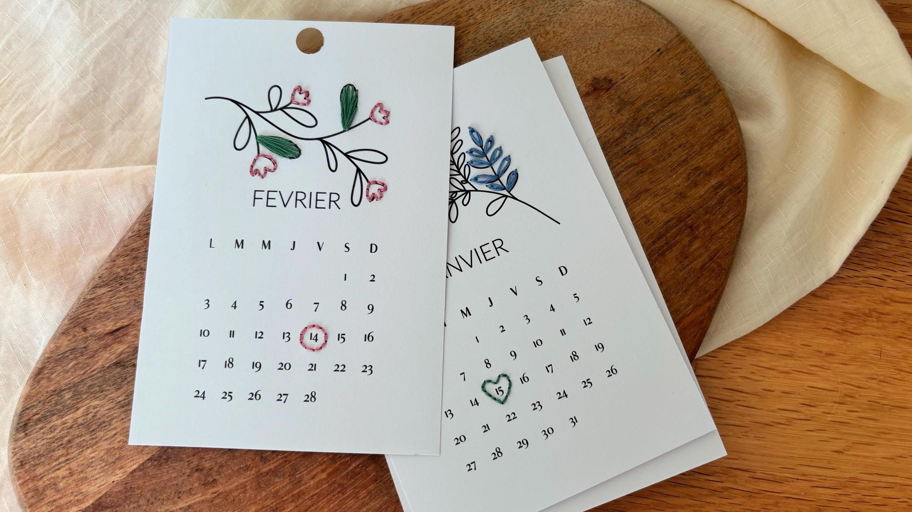 Mini calendrier 2026 à broder