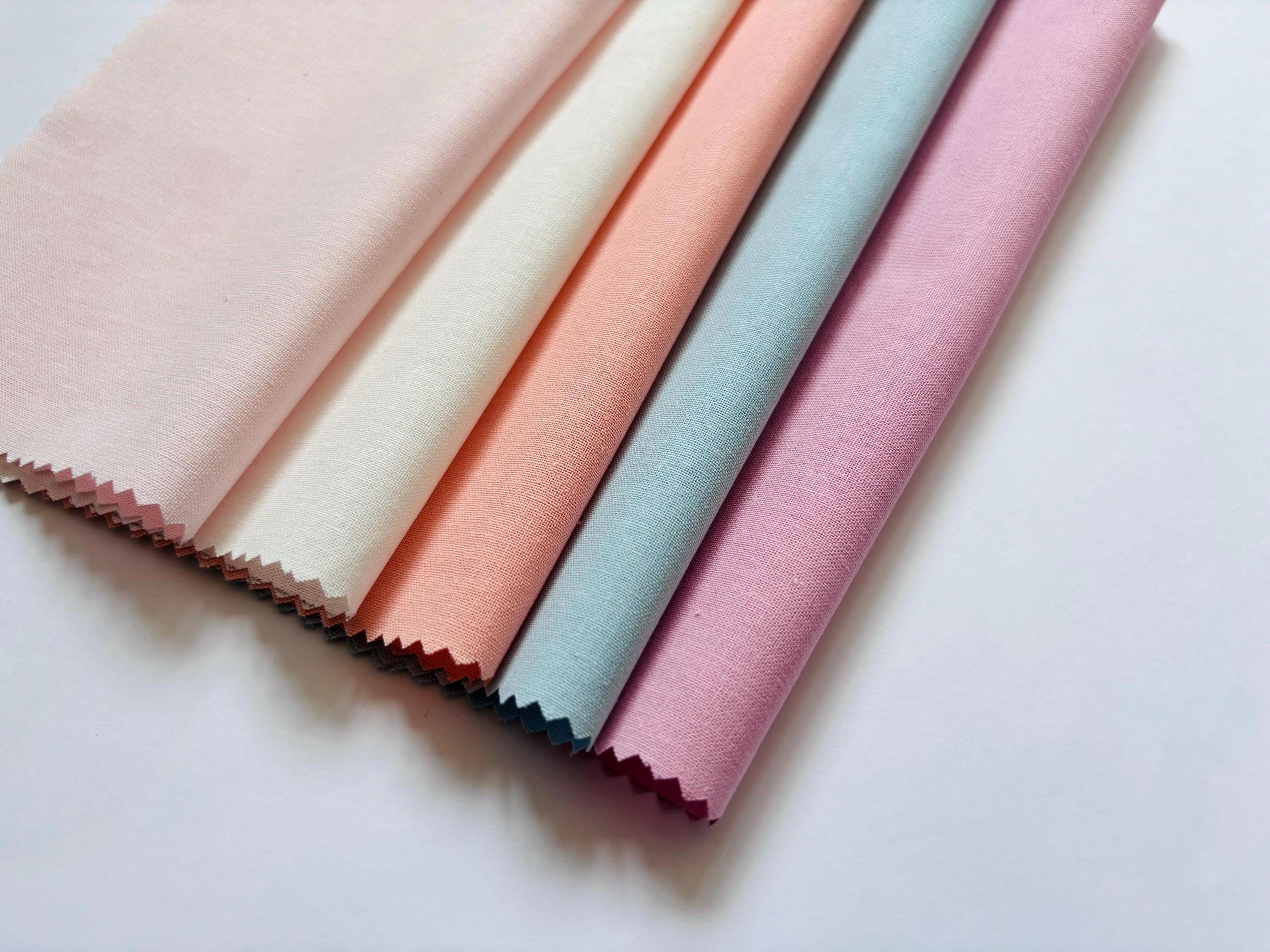 Coupons de tissu en coton, lin melangé, spécial broderie traditionnelle, couleurs pastels, tissu à broder