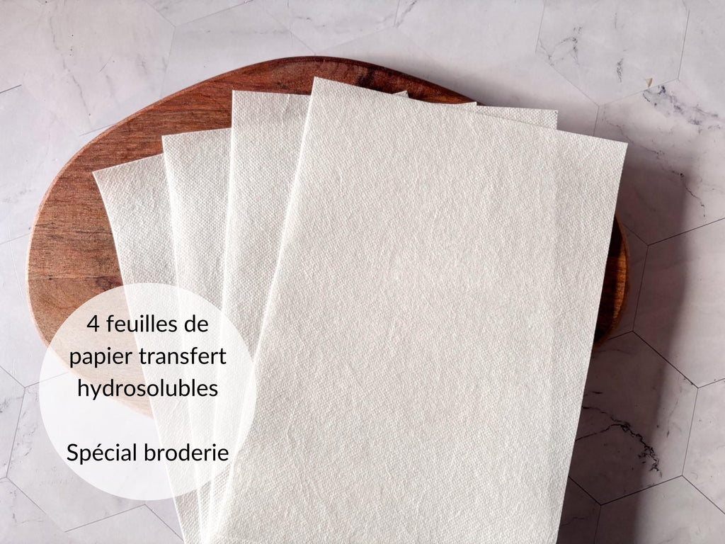 Pack de 4 feuilles autocollantes vierges spécial broderie, papier autocollant hydrosoluble, papier transfert imprimable A5