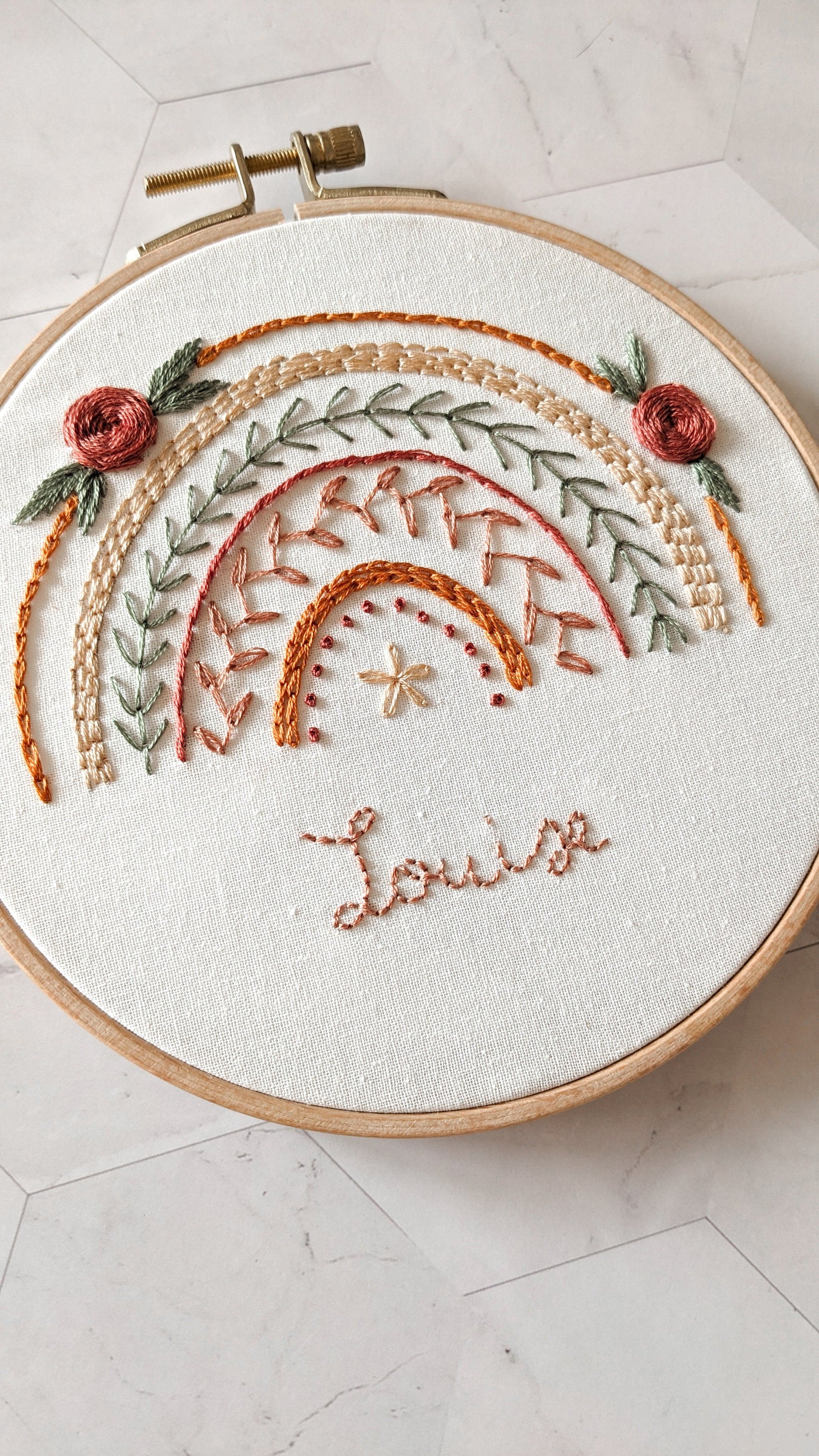 Kit de broderie arc-en-ciel – DIY moderne, facile pour débutant, décoration murale colorée, cadeau créatif, motif à broder main