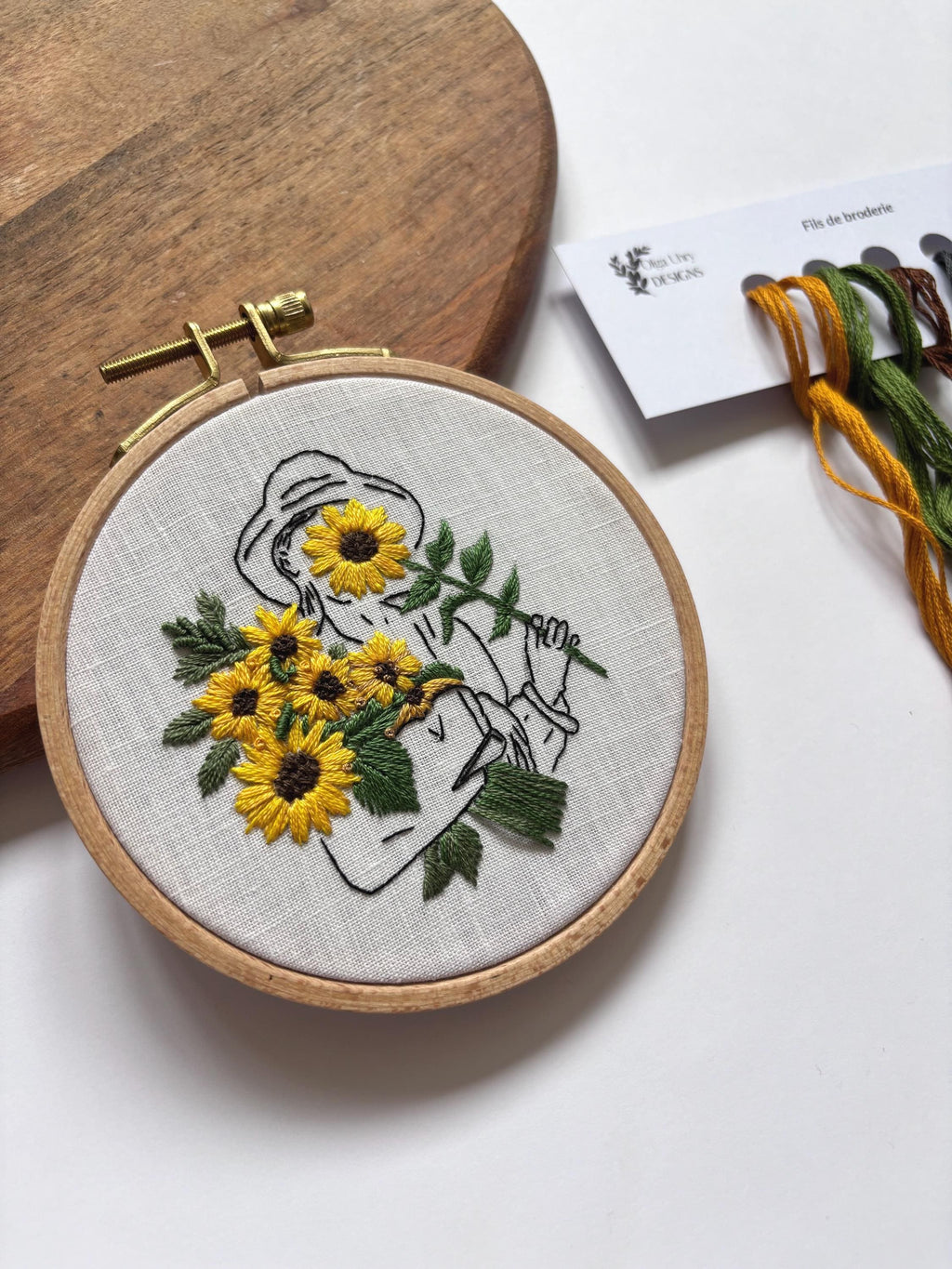 Kit de broderie tournesols pour adulte, débutant, kit de broderie moderne