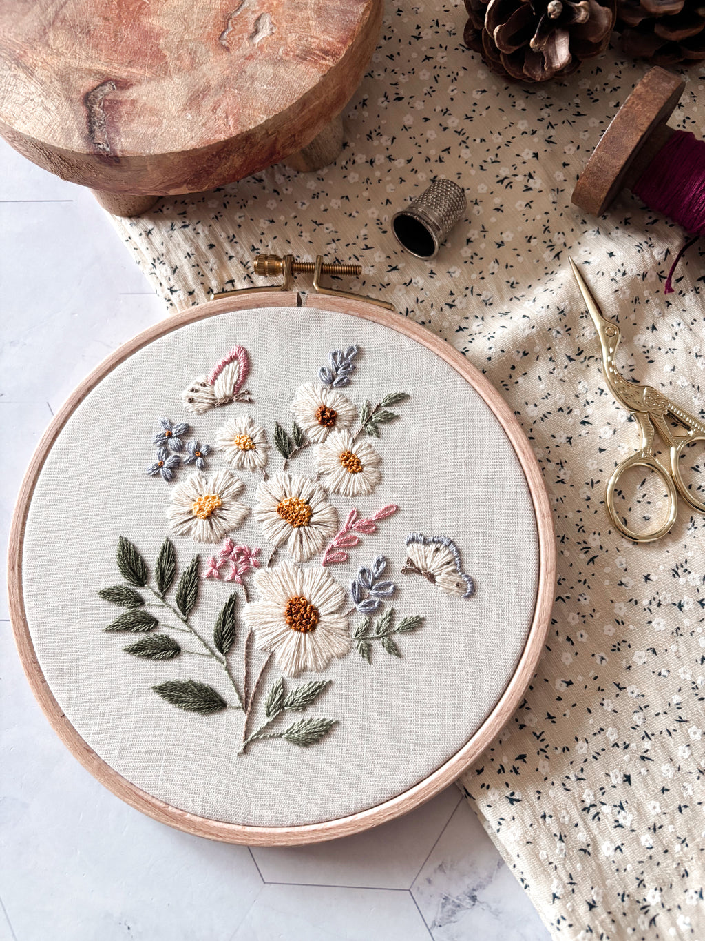 Kit de broderie fleurs sauvages, kit de broderie botanique floral pour débutants, patron de broderie floral, kit DIY art