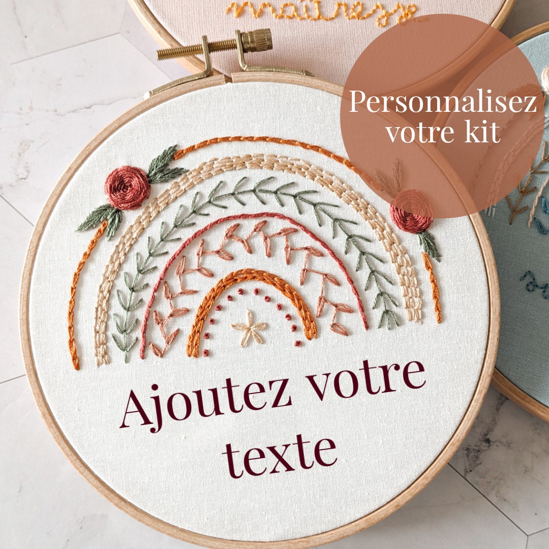 Kit de broderie arc-en-ciel – DIY moderne, facile pour débutant, décoration murale colorée, cadeau créatif, motif à broder main