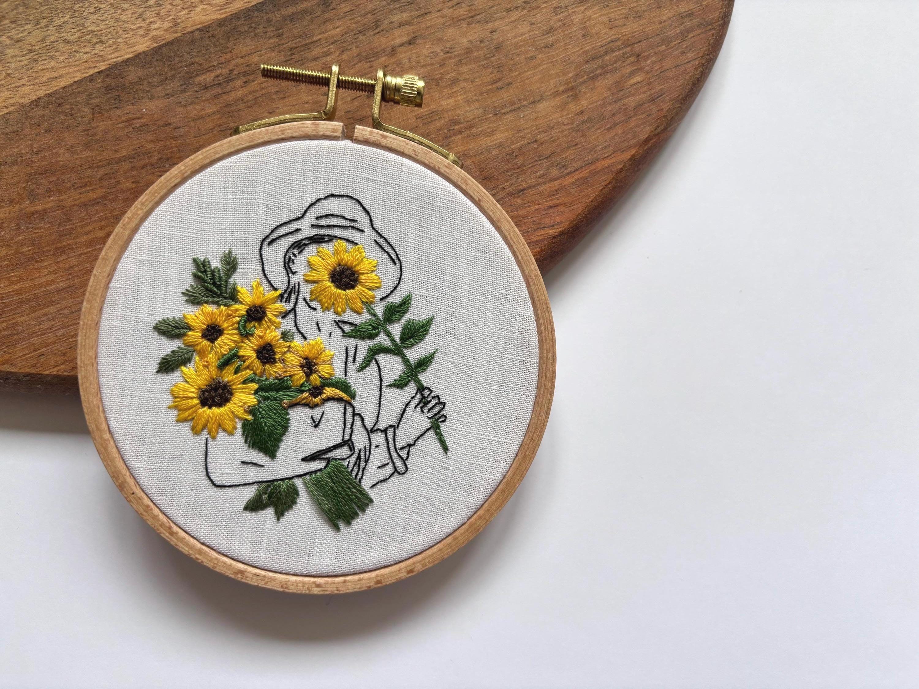 Kit de broderie tournesols pour adulte, débutant, kit de broderie moderne