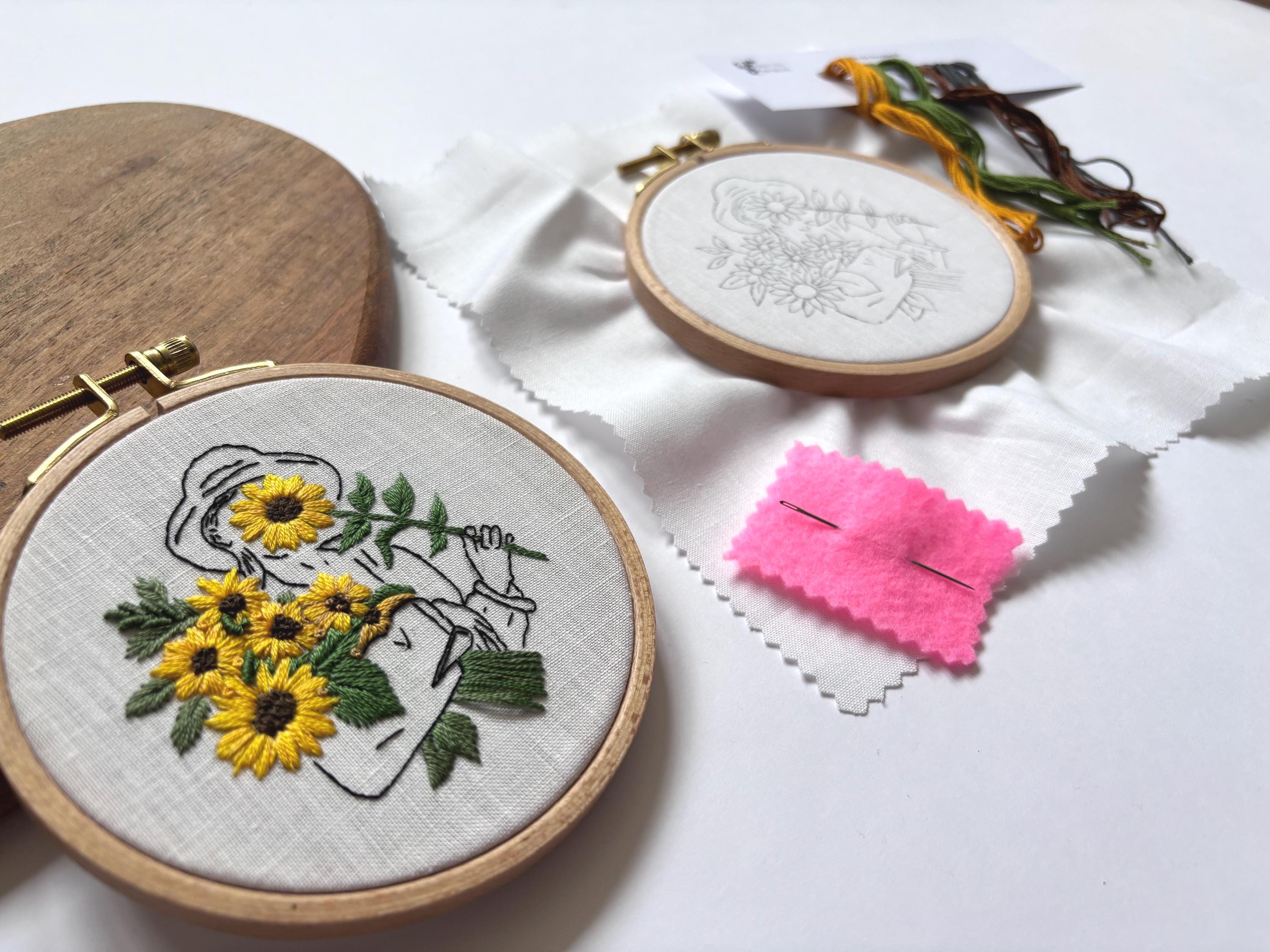 Kit de broderie tournesols pour adulte, débutant, kit de broderie moderne