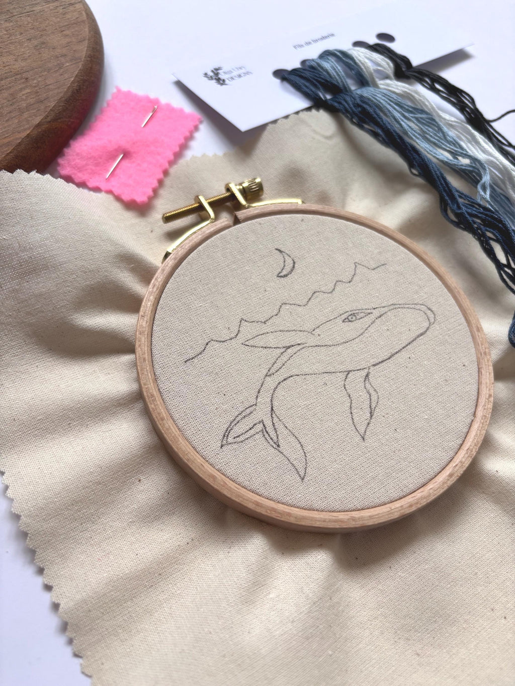 Kit de broderie Baleine pour débutant , kit de broderie moderne, kit créatif DIY