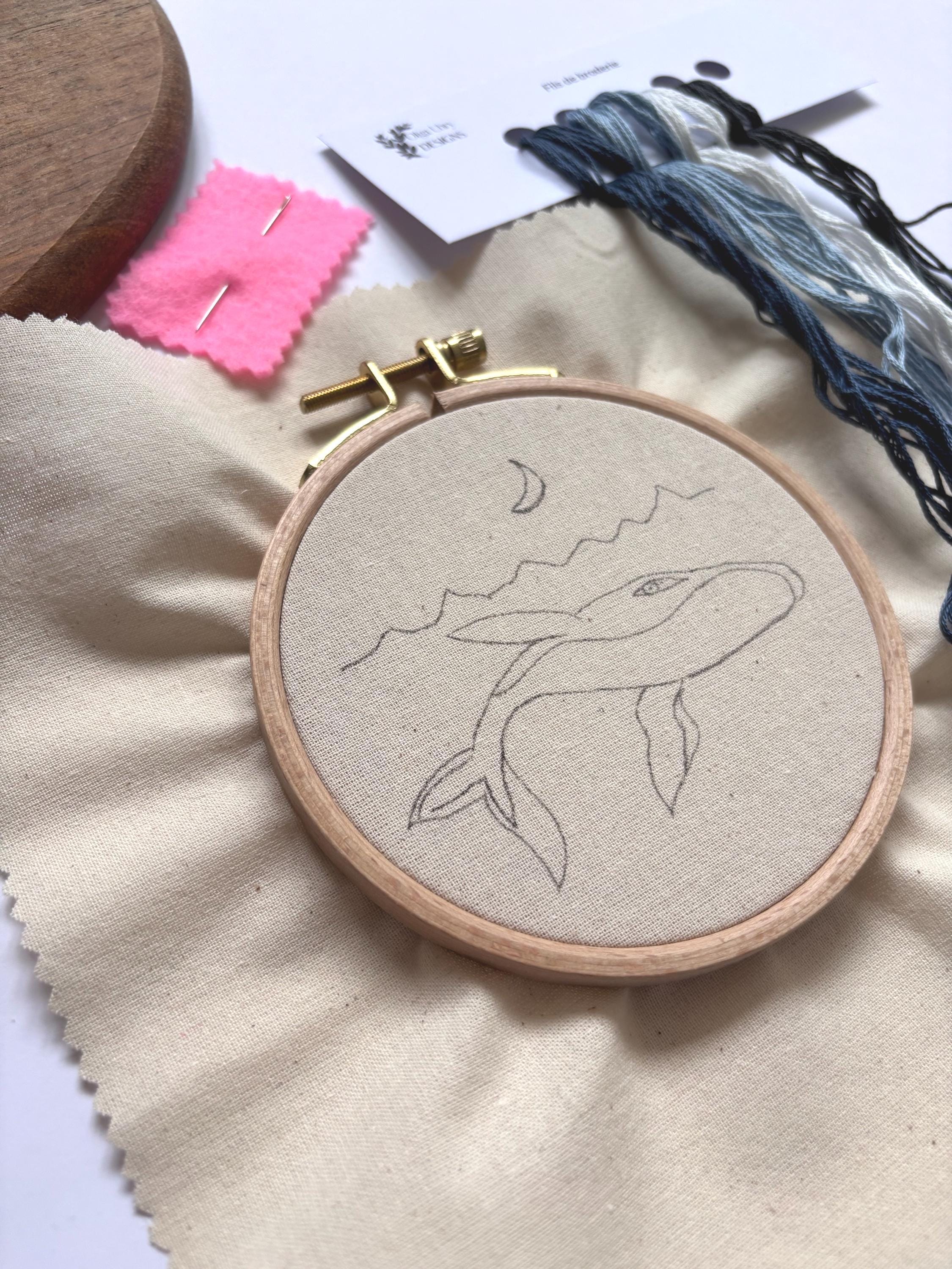 Kit de broderie Baleine pour débutant , kit de broderie moderne, kit créatif DIY