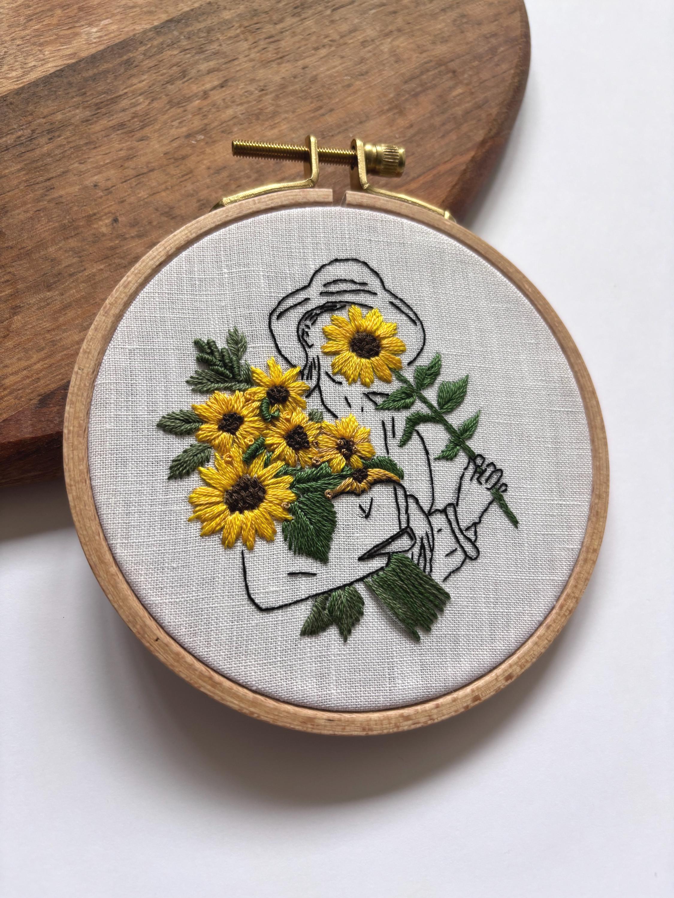 Kit de broderie tournesols pour adulte, débutant, kit de broderie moderne