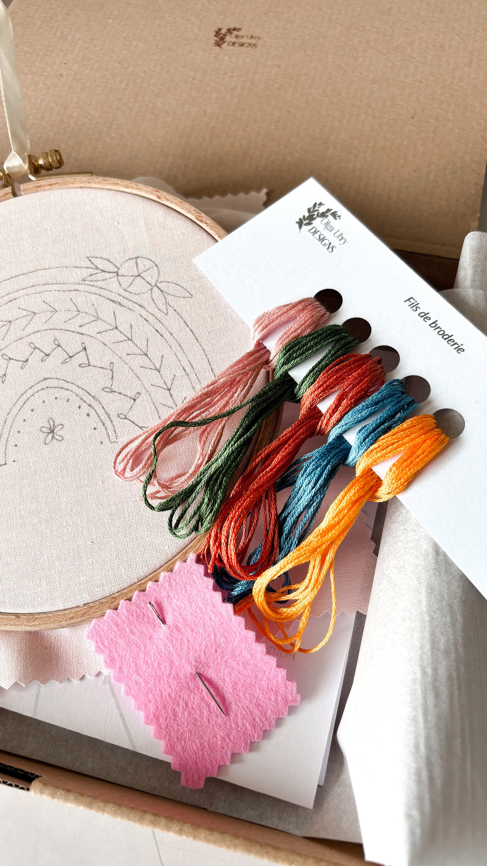 Kit de broderie arc-en-ciel – DIY moderne, facile pour débutant, décoration murale colorée, cadeau créatif, motif à broder main