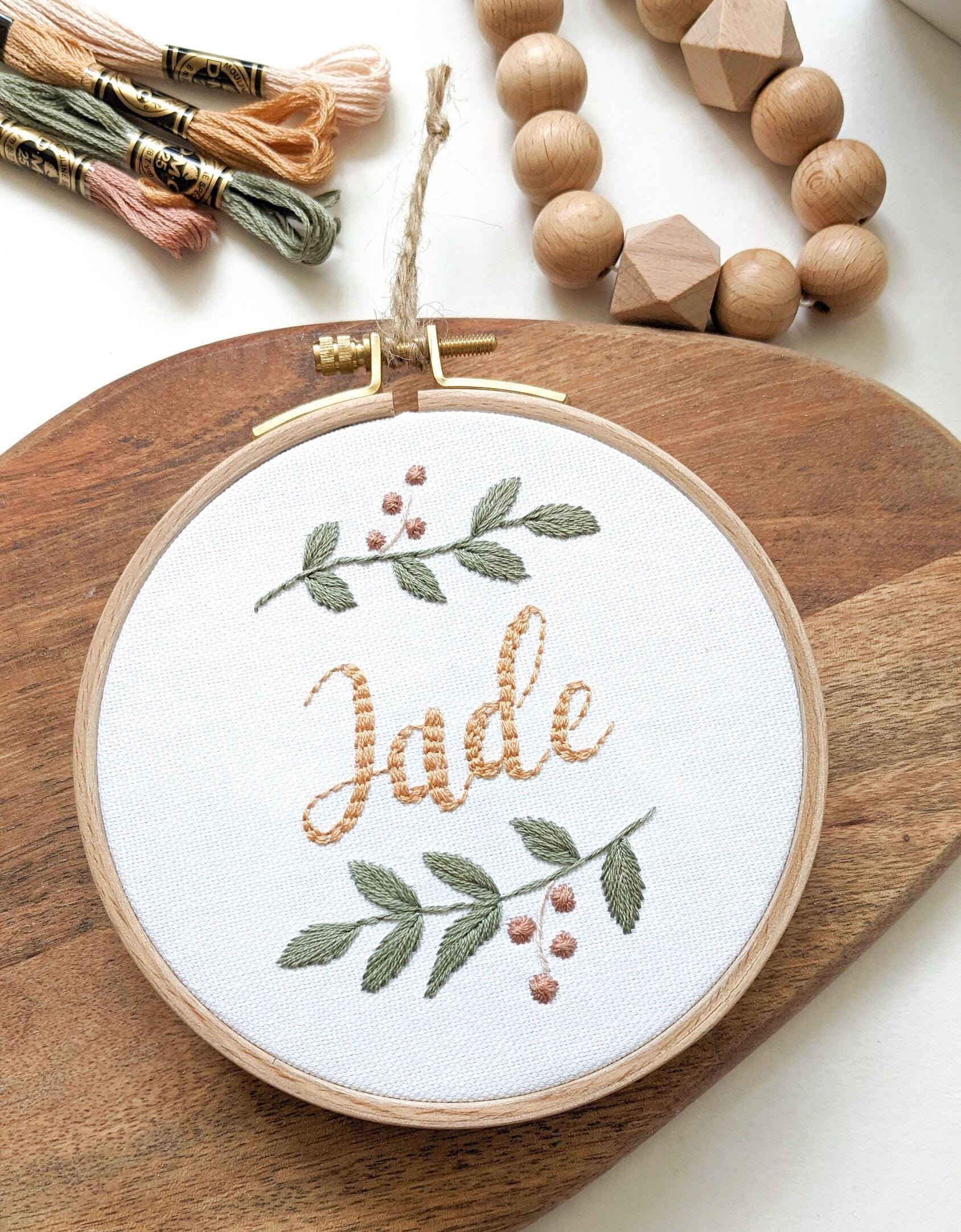Kit de broderie personnalisé pour chaque prénom, décoration chambre bébé thème nature, boho, couleurs nudes, idée cadeau de naissance