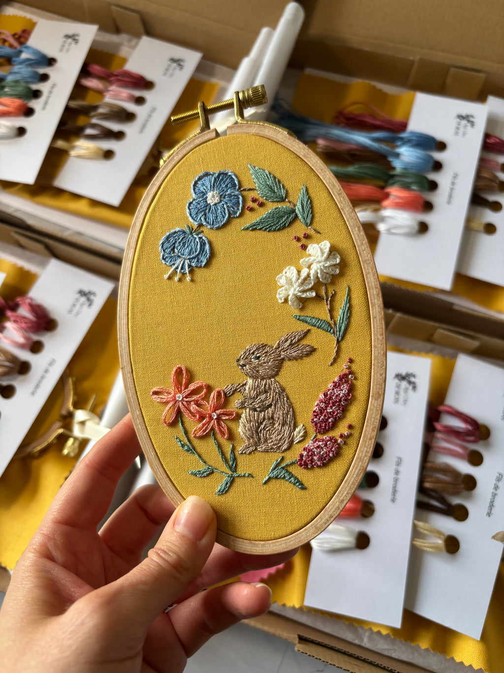 Kit de broderie pour les débutants, broderie de printemps, broder en relief, guide vidéo