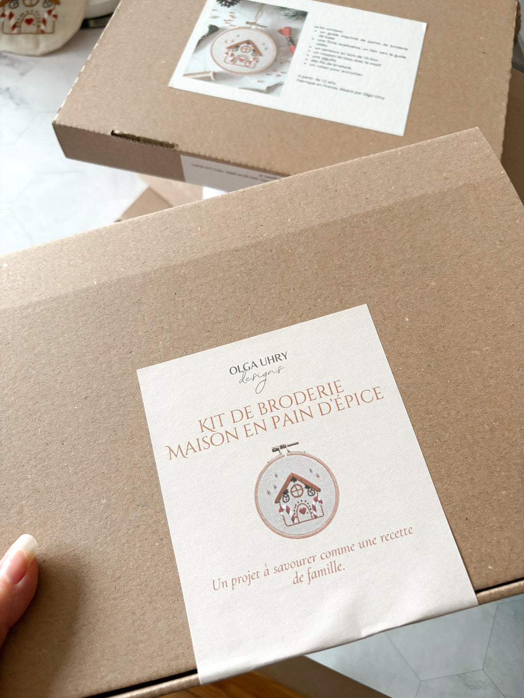 Kit de broderie de Noël, maison en pain d'épice, décoration de Noël