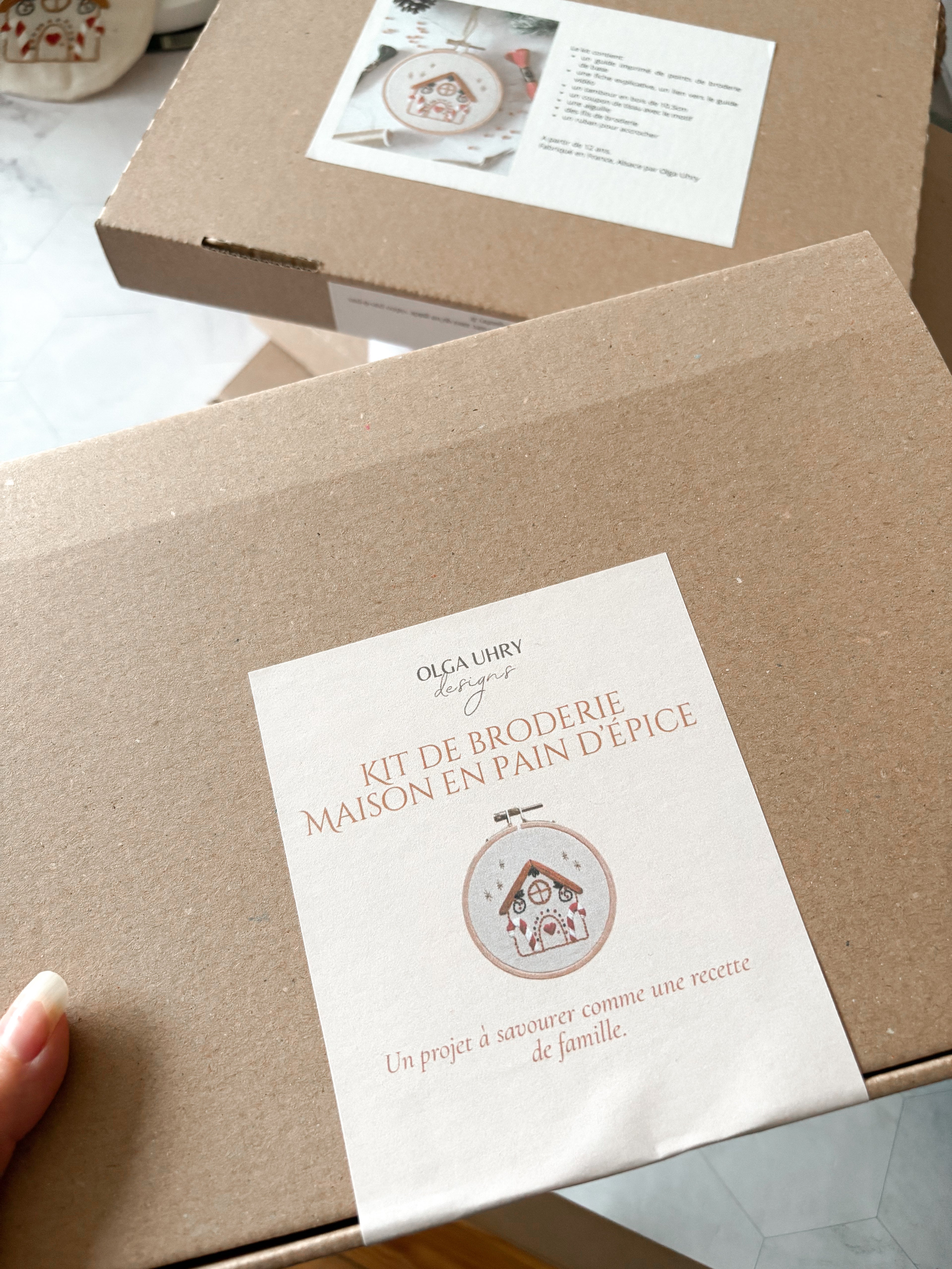 Kit de broderie de Noël, maison en pain d'épice, décoration de Noël