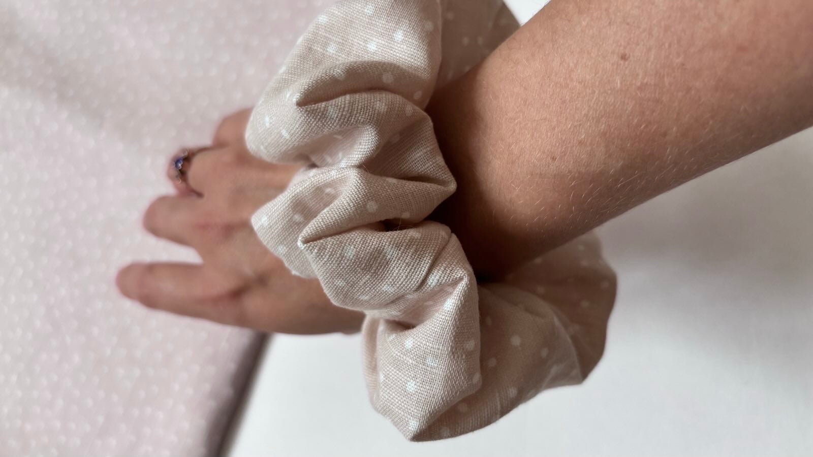 Chouchou en tissu imprimé coton, scrunchies pour cheveux, motif pois