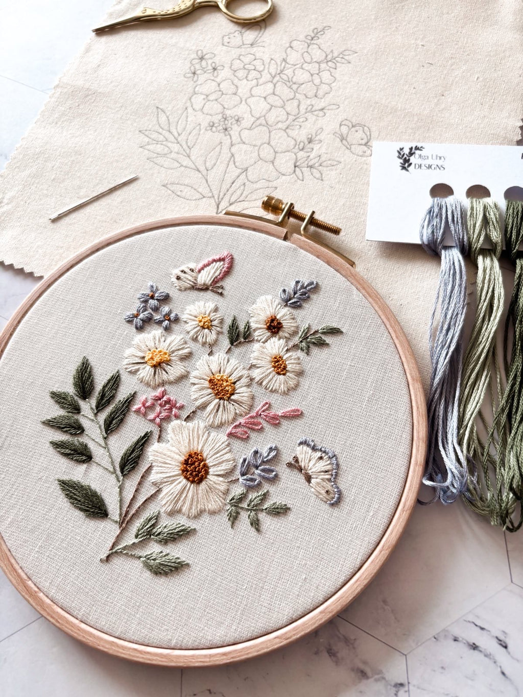 Kit de broderie fleurs sauvages, kit de broderie botanique floral pour débutants, patron de broderie floral, kit DIY art