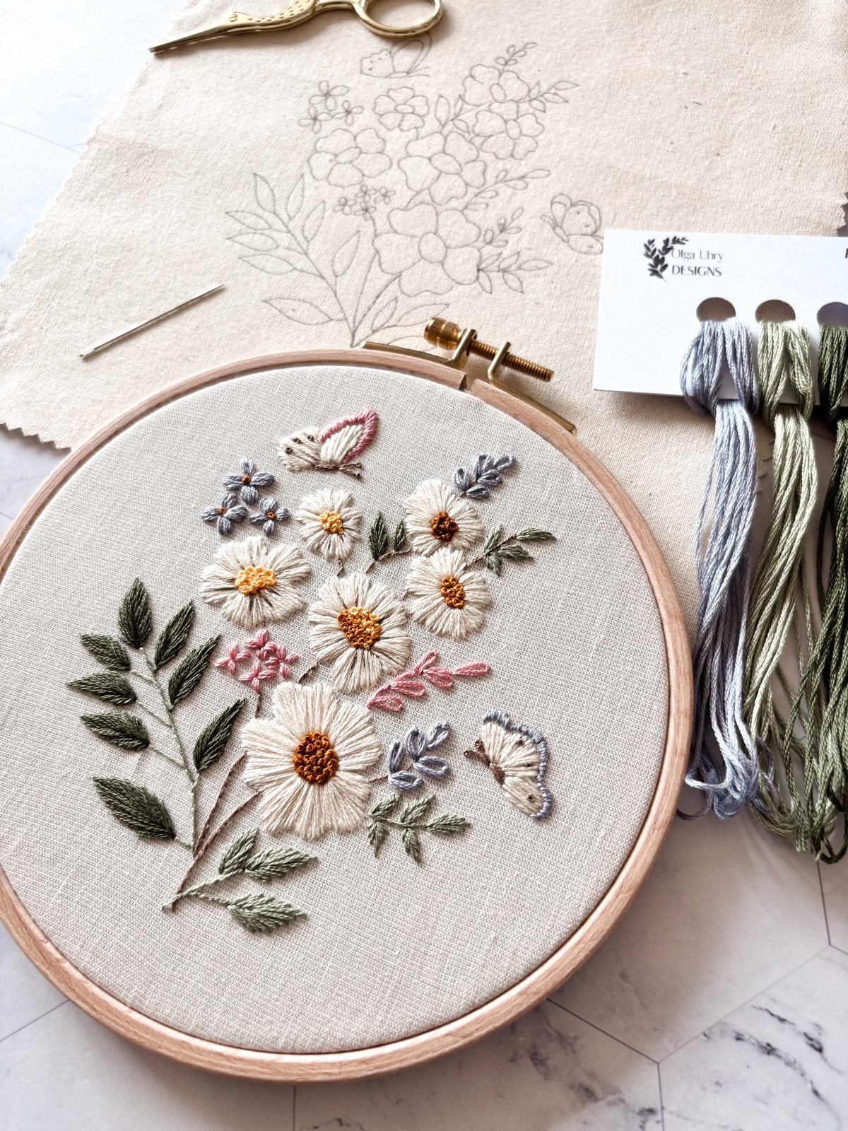 Kit de broderie fleurs sauvages, kit de broderie botanique floral pour débutants, patron de broderie floral, kit DIY art