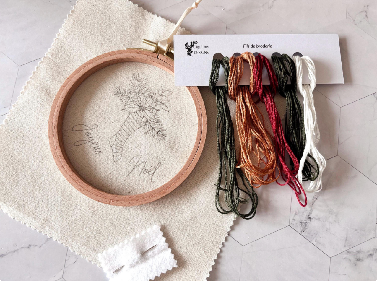 Kit de broderie moderne - Joyeux Noel - DIY loisirs créatifs