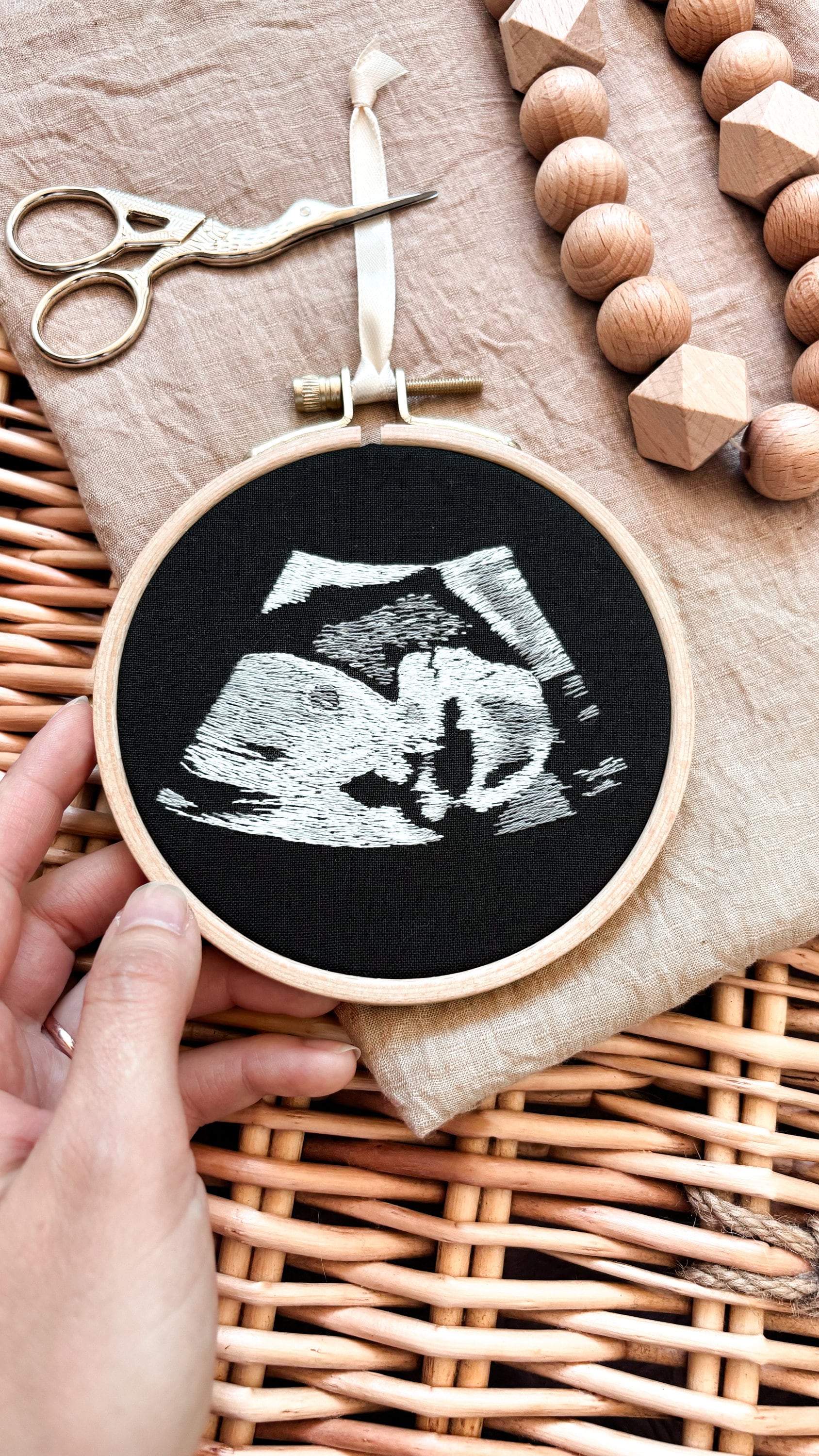 Echographie brodée personnalisée, Faire-part de grossesse, Cadeau de naissance, Décoration de chambre de bébé
