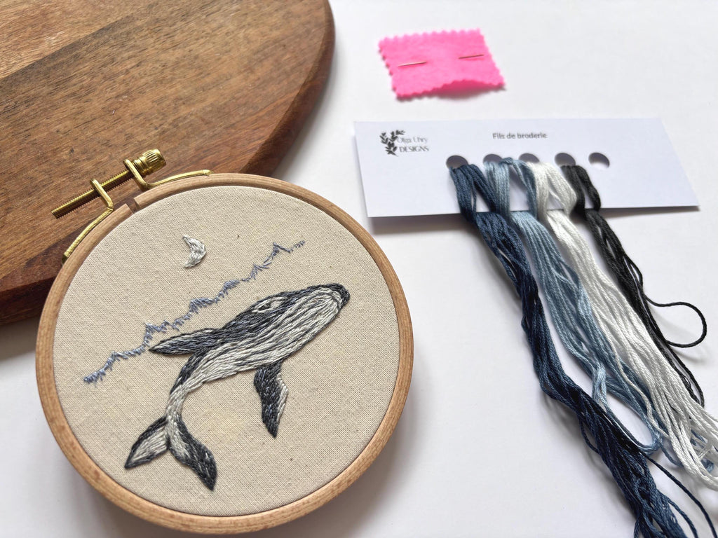 Kit de broderie Baleine pour débutant , kit de broderie moderne, kit créatif DIY