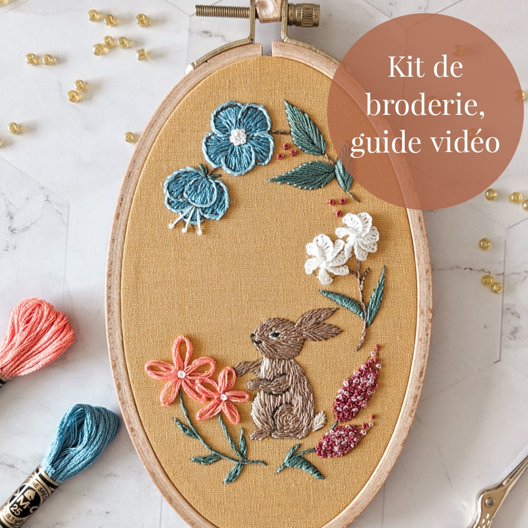 Kit de broderie pour les débutants, broderie de printemps, broder en relief, guide vidéo