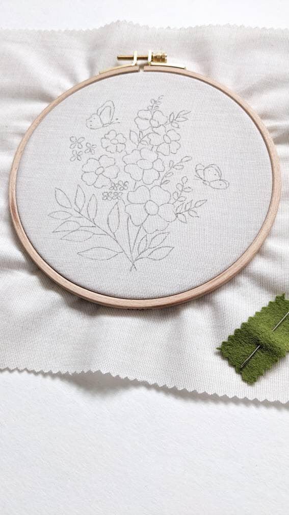 Kit de broderie fleurs sauvages, kit de broderie botanique floral pour débutants, patron de broderie floral, kit DIY art