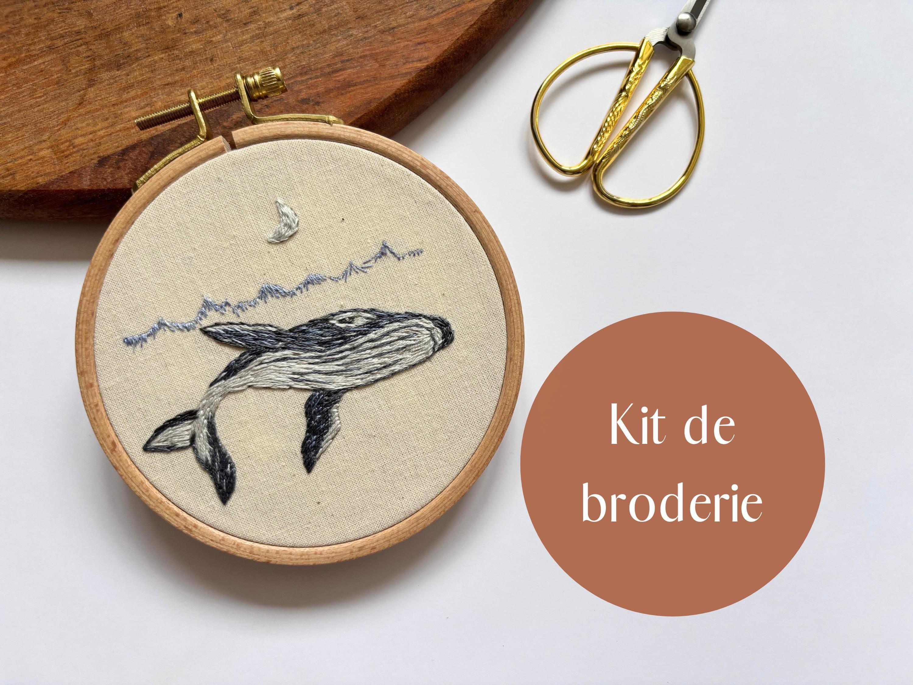 Kit de broderie Baleine pour débutant , kit de broderie moderne, kit créatif DIY