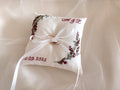 Coussin alliances pour mariage - fleurs bruyeres - violet vert sauge