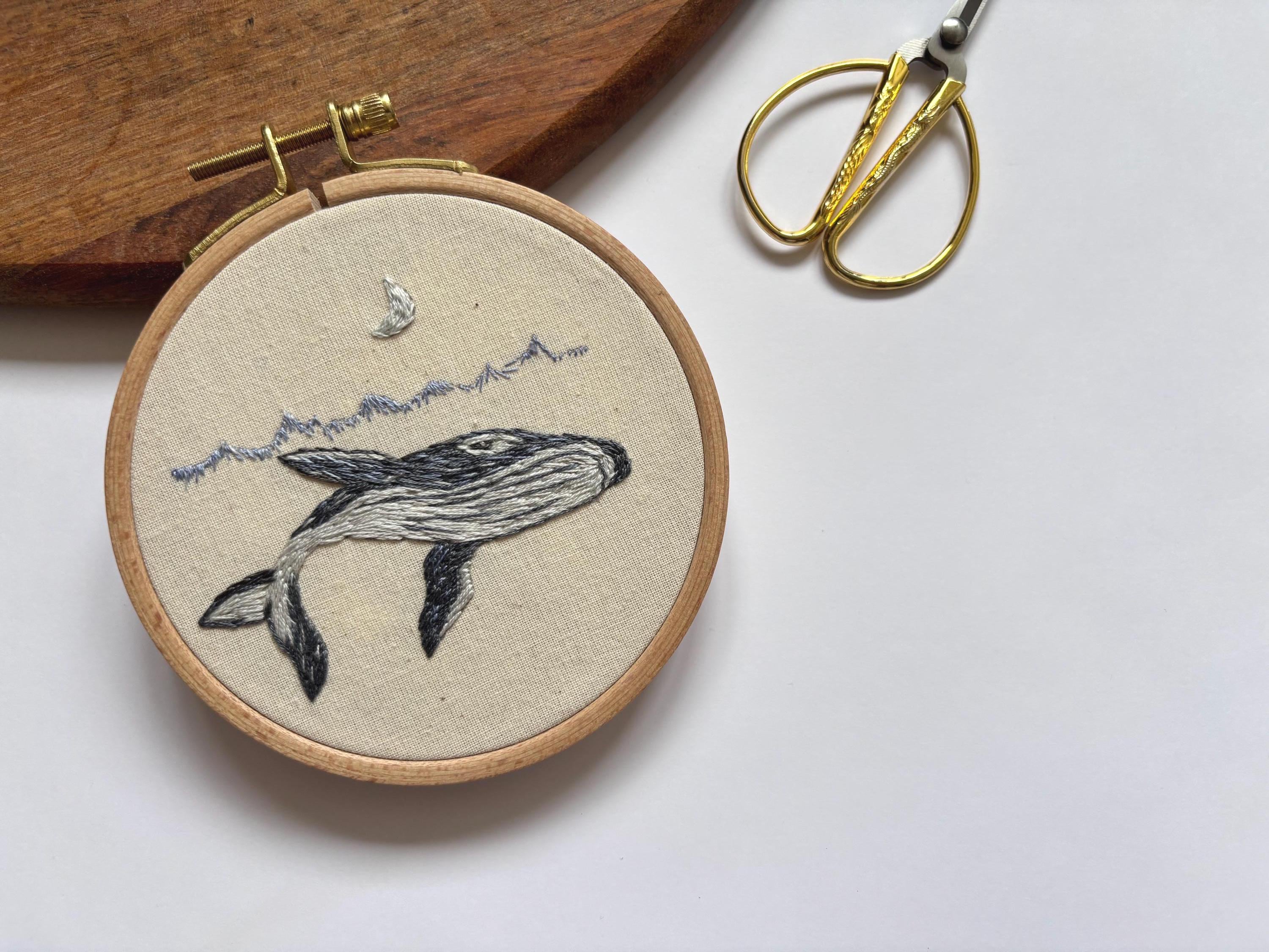 Kit de broderie Baleine pour débutant , kit de broderie moderne, kit créatif DIY