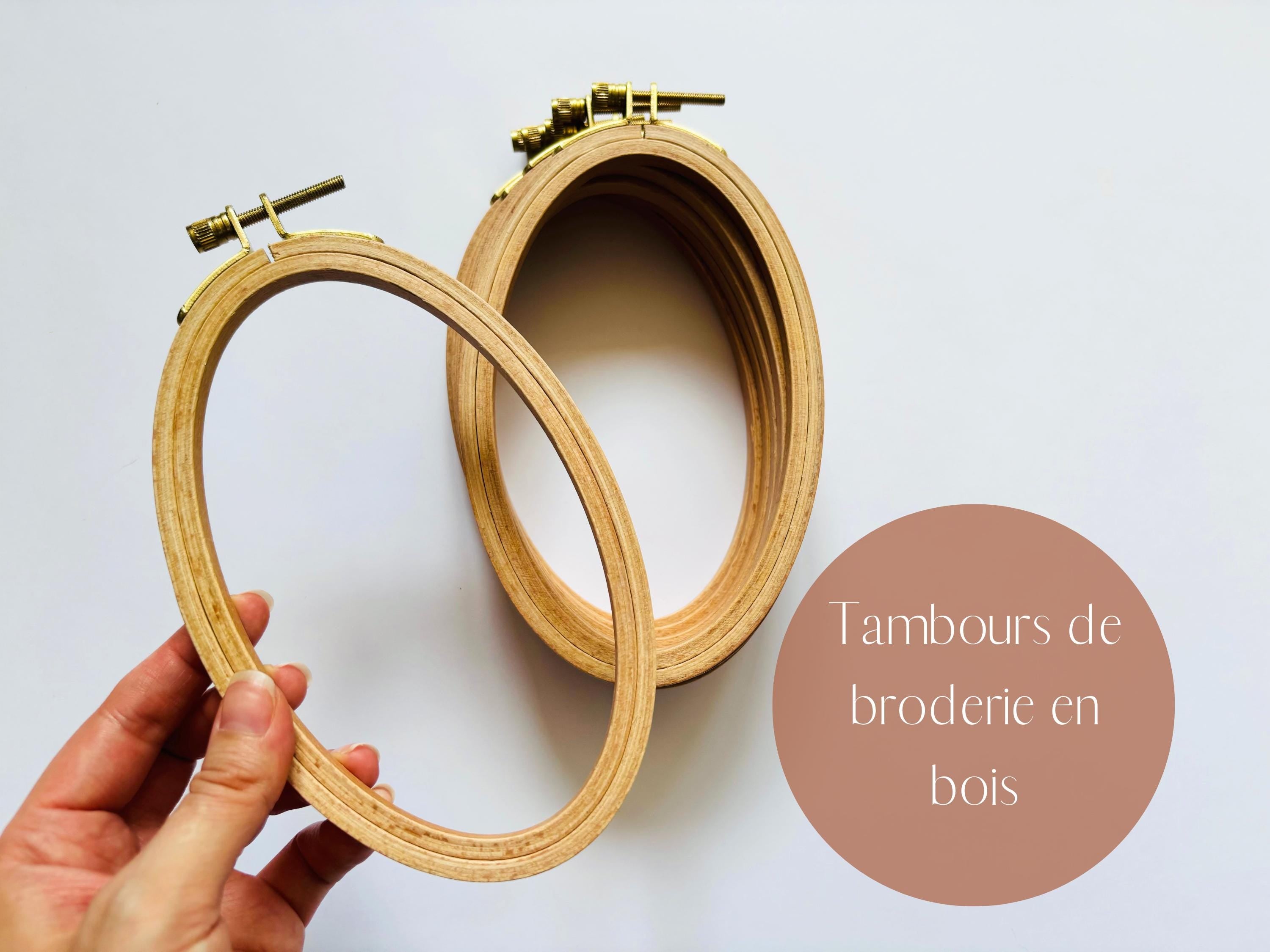 Cerceaux de broderie en bois, tambours de broderie oval, outil de broderie point croix, broderie traditionnelle