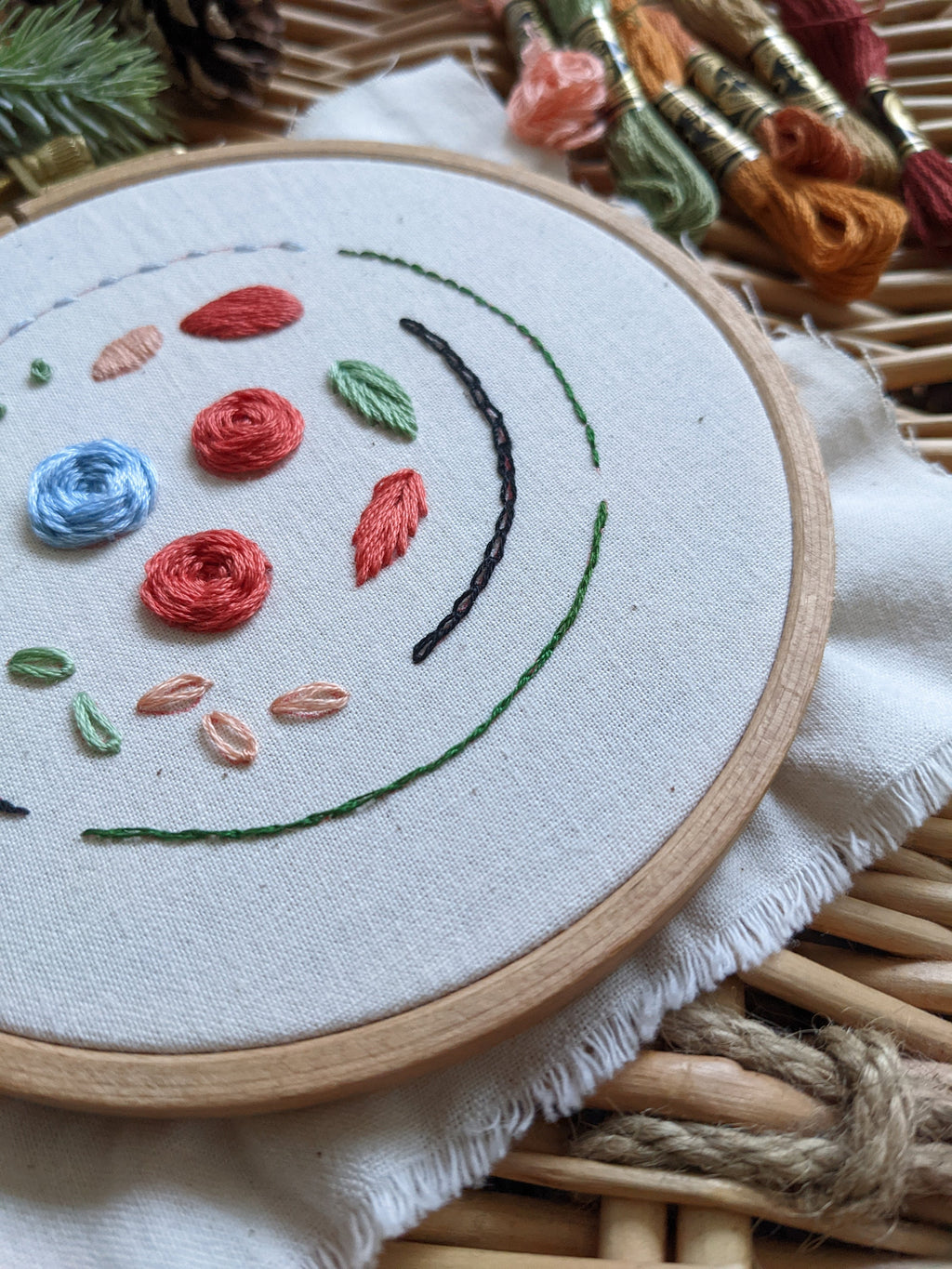 Kit de démarrage de broderie à la main pour les débutants, box de broderie apprendre à broder, fournitures de broderie, guide vidéo
