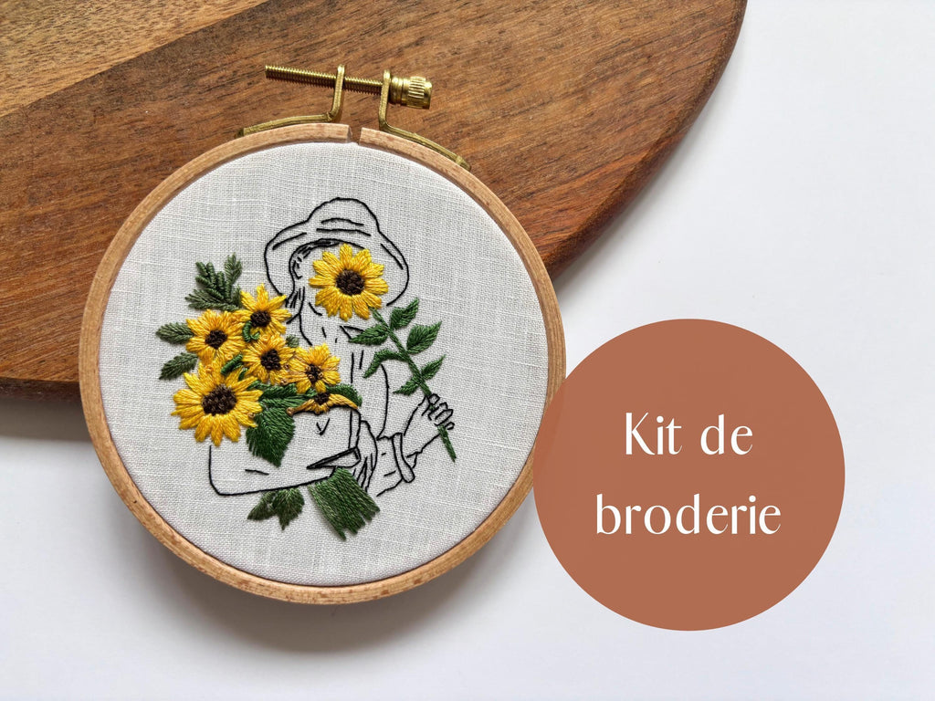 Kit de broderie tournesols pour adulte, débutant, kit de broderie moderne