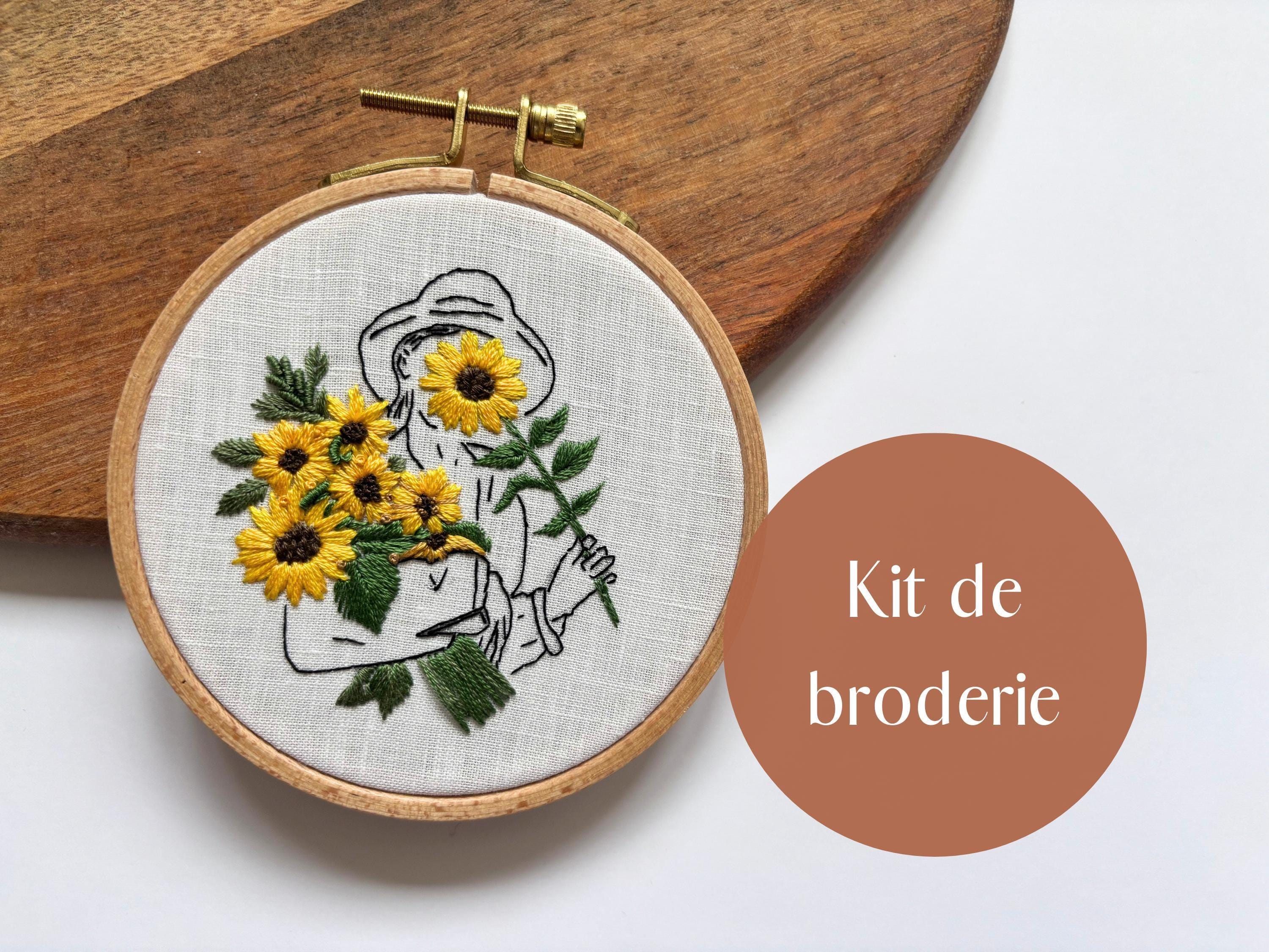 Kit de broderie tournesols pour adulte, débutant, kit de broderie moderne