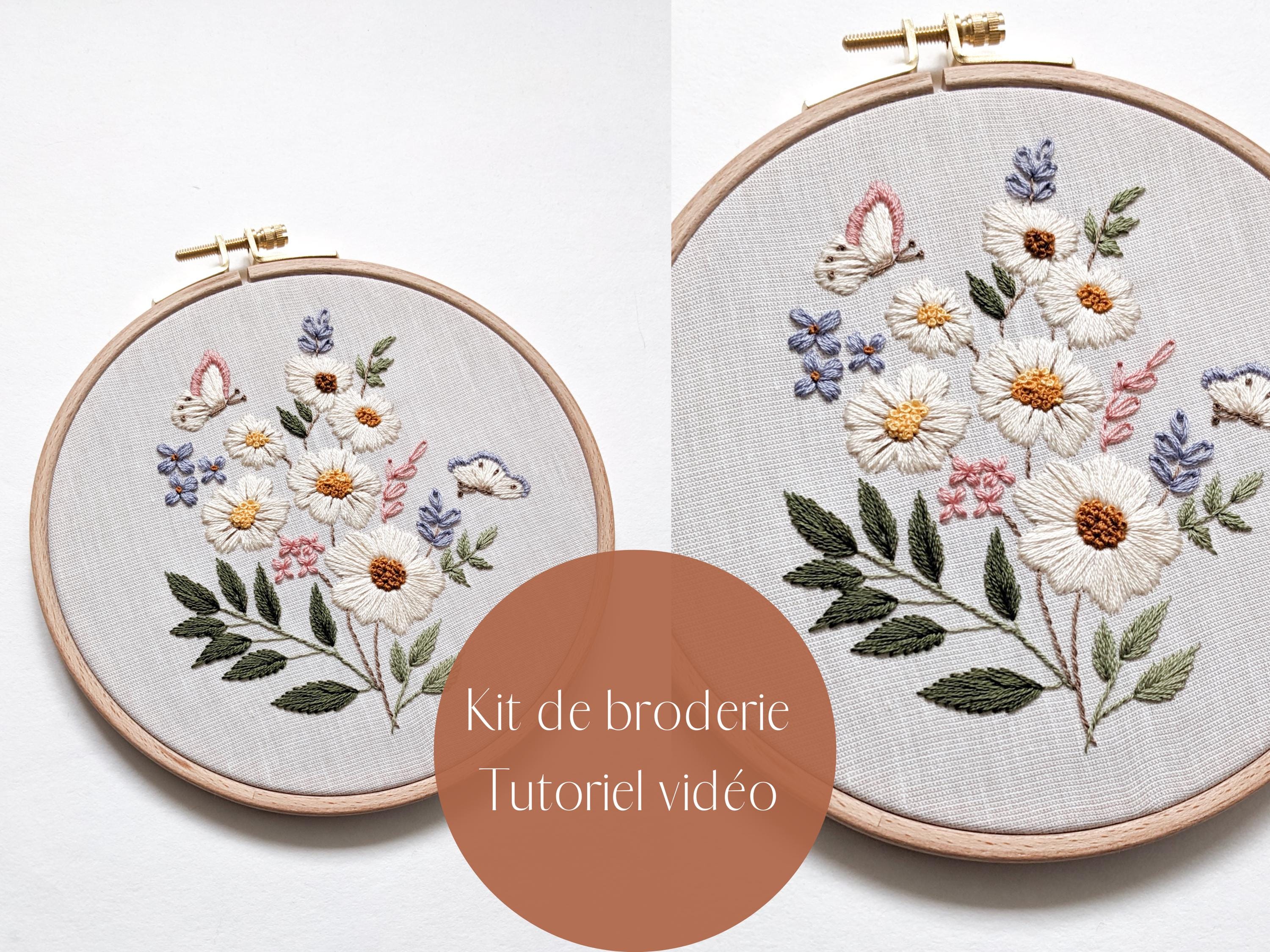 Kit de broderie fleurs sauvages, kit de broderie botanique floral pour débutants, patron de broderie floral, kit DIY art