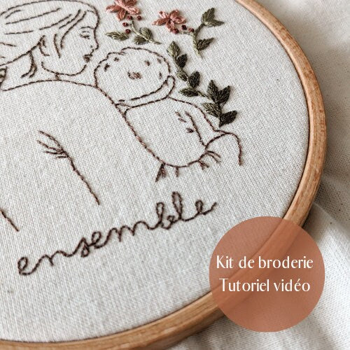 Kit de broderie pour les débutants "Ensemble", décoration chambre bébé, cadeau de naissance pour maman