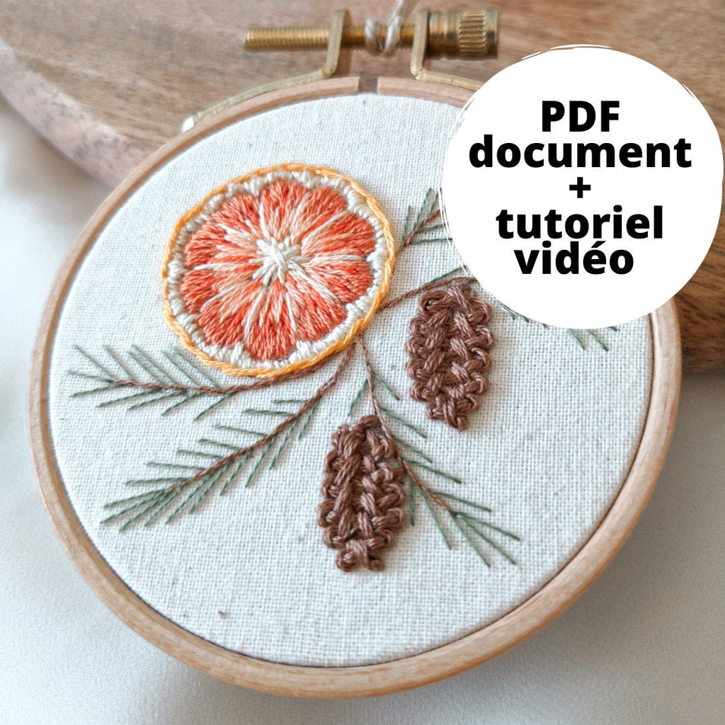 Modèle de broderie, tutoriel vidéo, DIY de Noël, apprendre à broder, motif de Noël, décoration de sapin