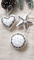 Décorations de sapin de Noël en feutrine, motifs de Noël brodés à la main, couronne de Noël
