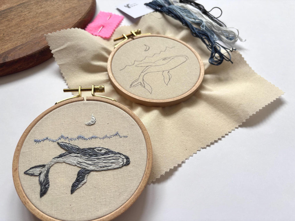 Kit de broderie Baleine pour débutant , kit de broderie moderne, kit créatif DIY