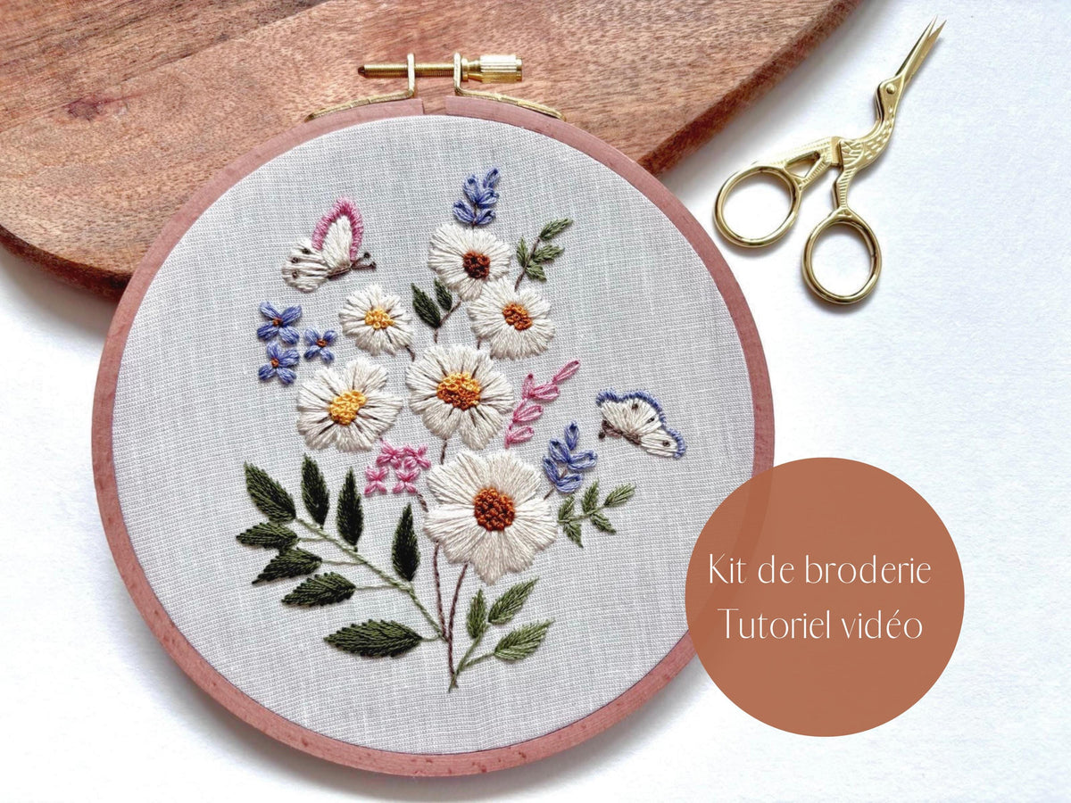 kit de broderie fleurs sauvages, projet DIY floral pour débutants 